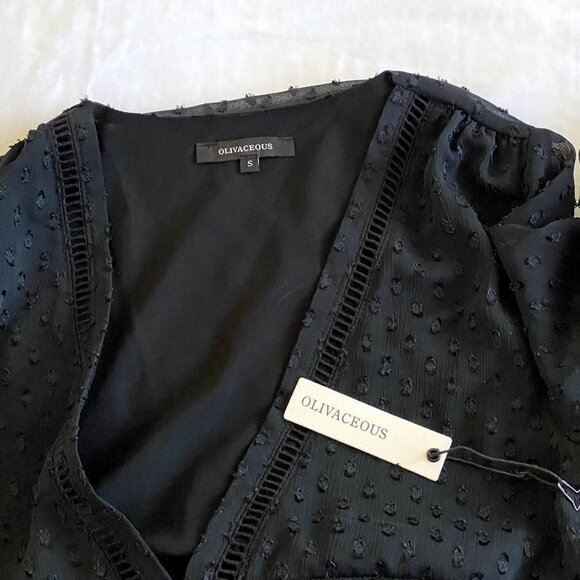 NWT | Olivaceous | V Neck Sheer Baby Doll Dress | Black | Size: Small - Picture 6 of 11